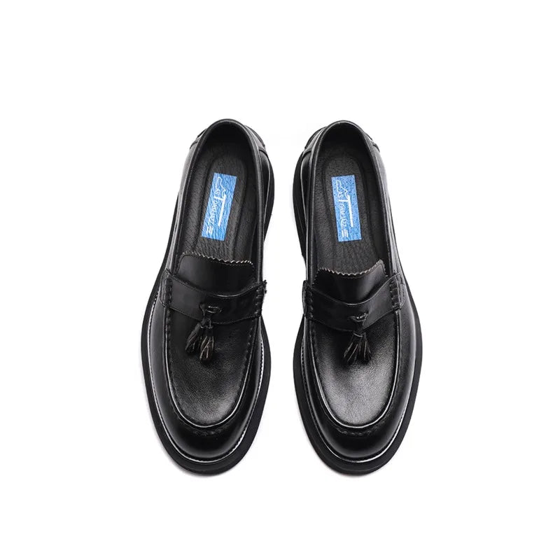 Mens Genuine Leather Loafers Slip On British Style Thick Sole Oxford Shoes Summer Casual Business Shoes