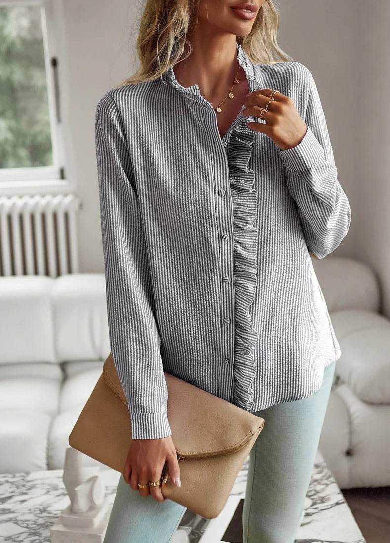 Fashion New Women Elegant Office Shirt,Long Sleeve Top Causal Comfort Simple Shirt,Shirts & Blouses,Tops For Women,Women Clothes - AIAZ