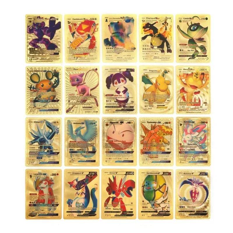 27-110pcs Pokemon Cards Pikachu Gold Silver Black Colorful Vmax GX Vstar Spanish English French German Collection Card Toys Gift - AIAZ