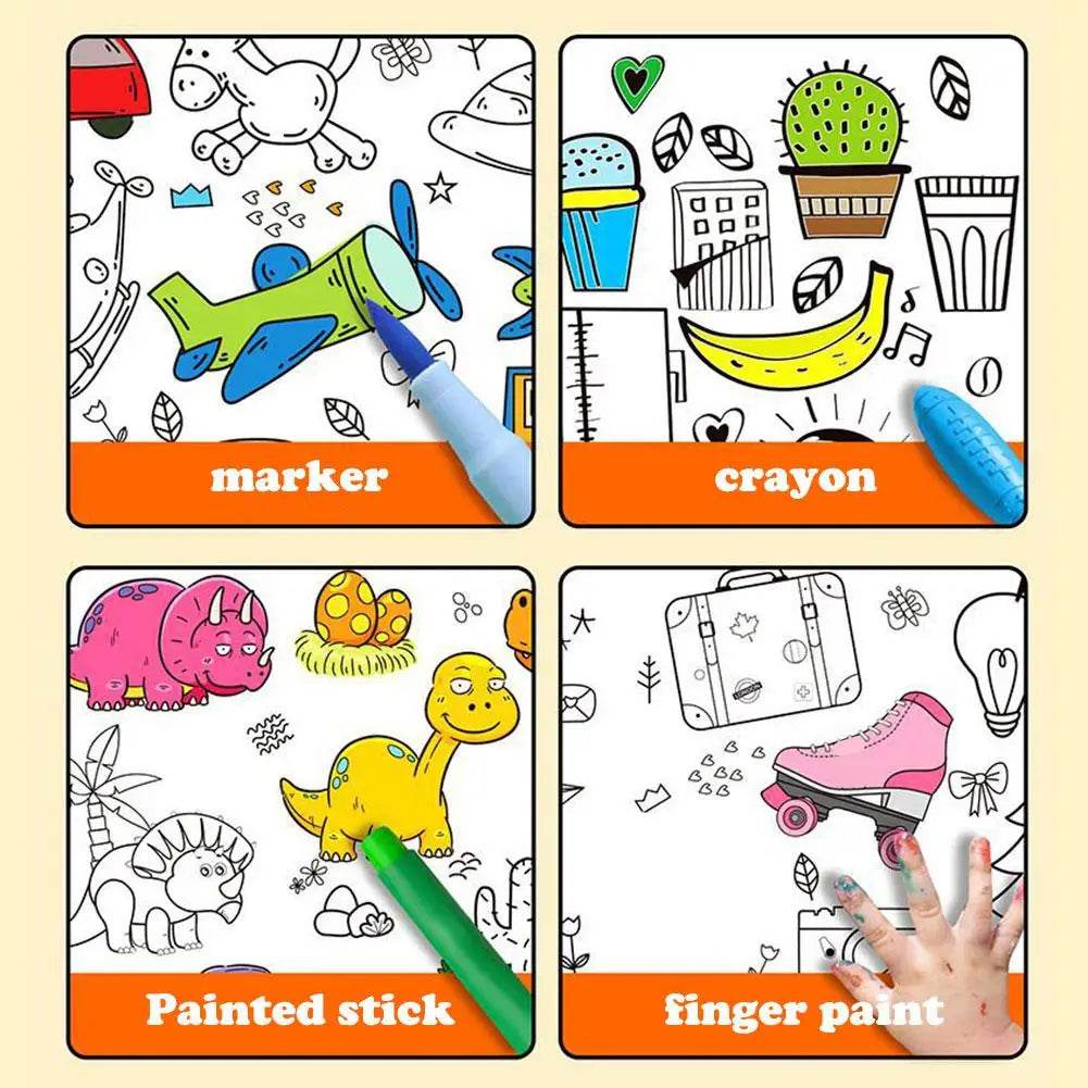 Children's Drawing Roll Sticky Color Filling Paper Graffiti Scroll Coloring Paper Roll For Kids DIY Painting Educational Toys - AIAZ
