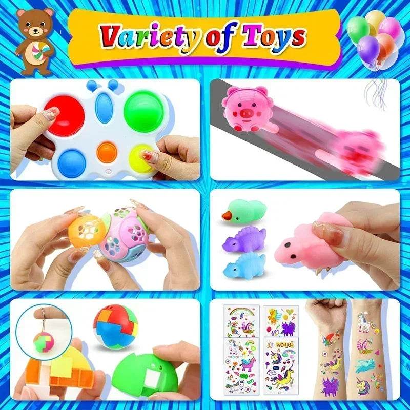 120/206pcs Kids Birthday Party Favors Set Toys Children Pinata Filler Bulk Supplies Boys Girls Classroom Carnival Prizes Favors - AIAZ