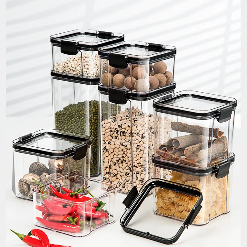 1-5 PCS Airtight Food Storage Containers, Clear Plastic Canisters for Kitchen Pantry, Dry Goods Grains Flour Snacks Organization