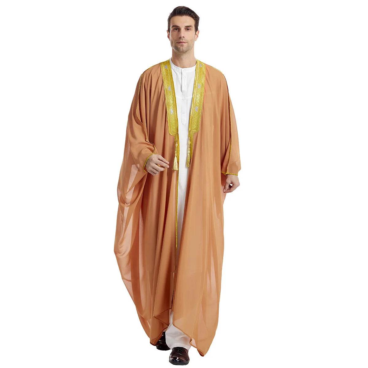 Islamic Clothing Men Robe Arabic Costumes Kaftan Muslim Man Moroccan Casual Long Dress Striped Middle East National Costume - AIAZ