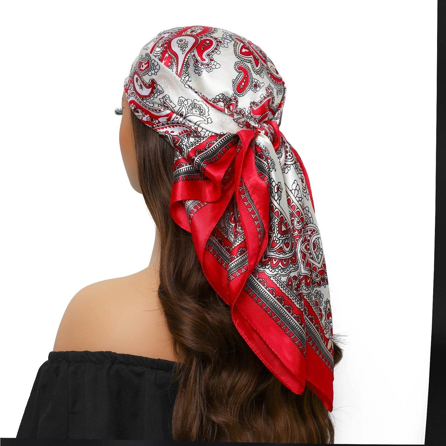Head Scarf Women Luxury Brand Square 90*90cm Silk Foulard Satin Bandana Cheveux Soft Neckerchief Hijab Hair Scarves For Ladies - AIAZ