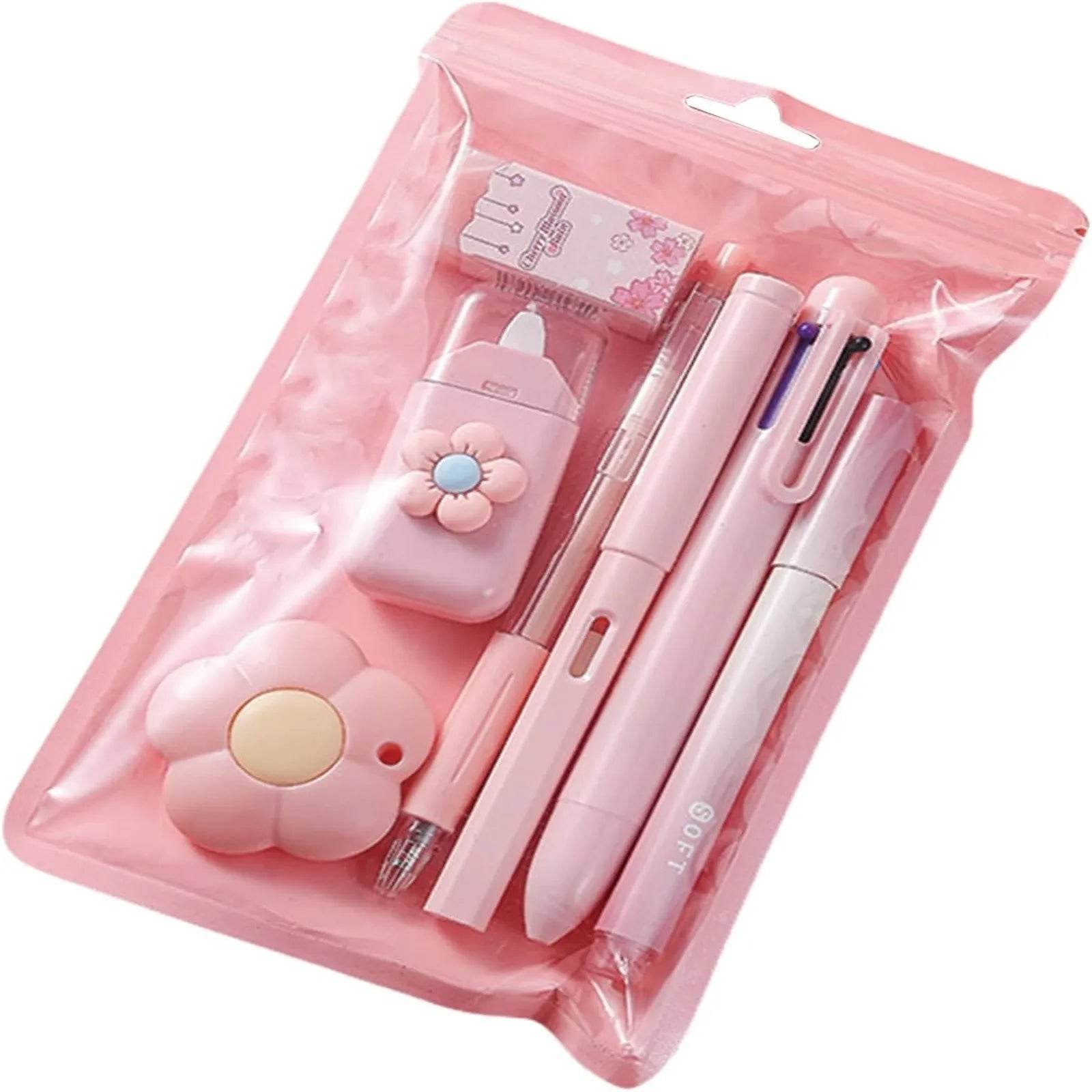 Simple Stationery Set Student Gift Cute Various Stationery Set School Supplies Eraser Ballpoint Study Stationery Supplies 7PCS - AIAZ
