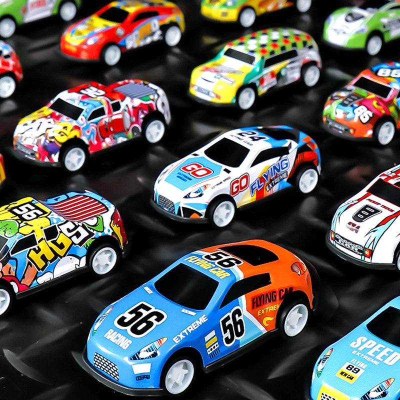 48 Pieces Mini Car Set Inertia Pull Back Cars for Boys Plastic Vehicle Model with Container Collection Toy Birthday Gift for Kid - AIAZ