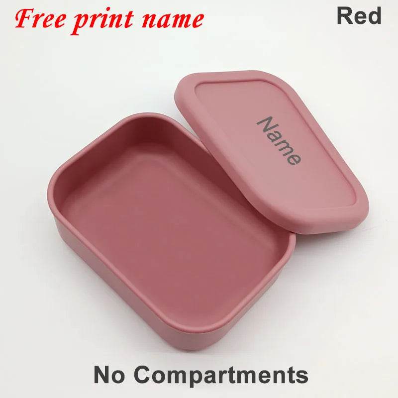 Personalized Name Lunch Box 3 Compartment Silicone Bento Box Portable Leak Proof Microwave Oven Lunch Box Picnic Food Container - AIAZ