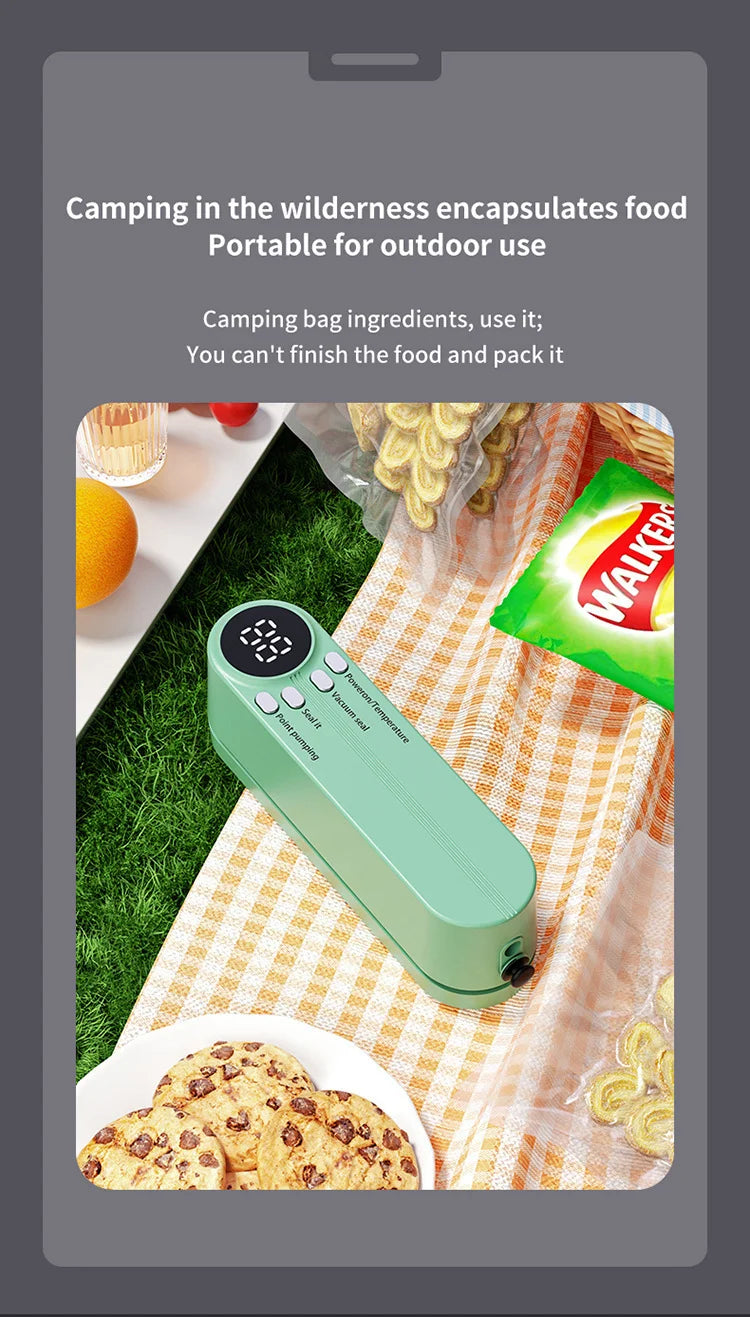 2-in-1 Vacuum Sealer with USB-Rechargeable Portable,with 3 modes vacuum sealant, for fruits, meat, etc. to keep fresh