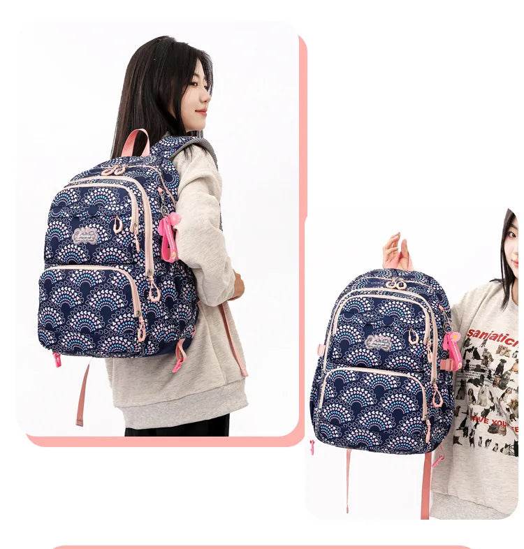 School Bags Girls Casual Travel Backpack Children Middle School Students Backpacks Business Oxford Waterproof Rucksack No Wheel - AIAZ