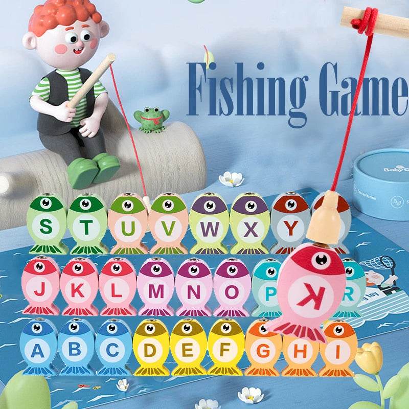 Kids Wooden Fishing Game Toys Gifts Early Education Alphabet Numeric Cognitive Toys Children Interactive Games Toys for Gifts - AIAZ