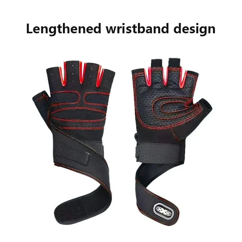 Outdoor Sport Gloves for Men Women Wrist Guard Fitness Gym Cycling Hiking Boxing Exercise Training Workout Long Wrist Fingerless