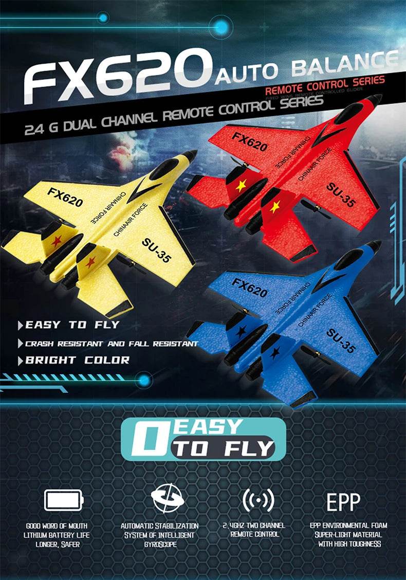 RC Foam Aircraft SU-35 Plane 2.4G Radio Control Glider Remote Control Fighter Plane Glider Airplane Foam Boys Toys for Children - AIAZ