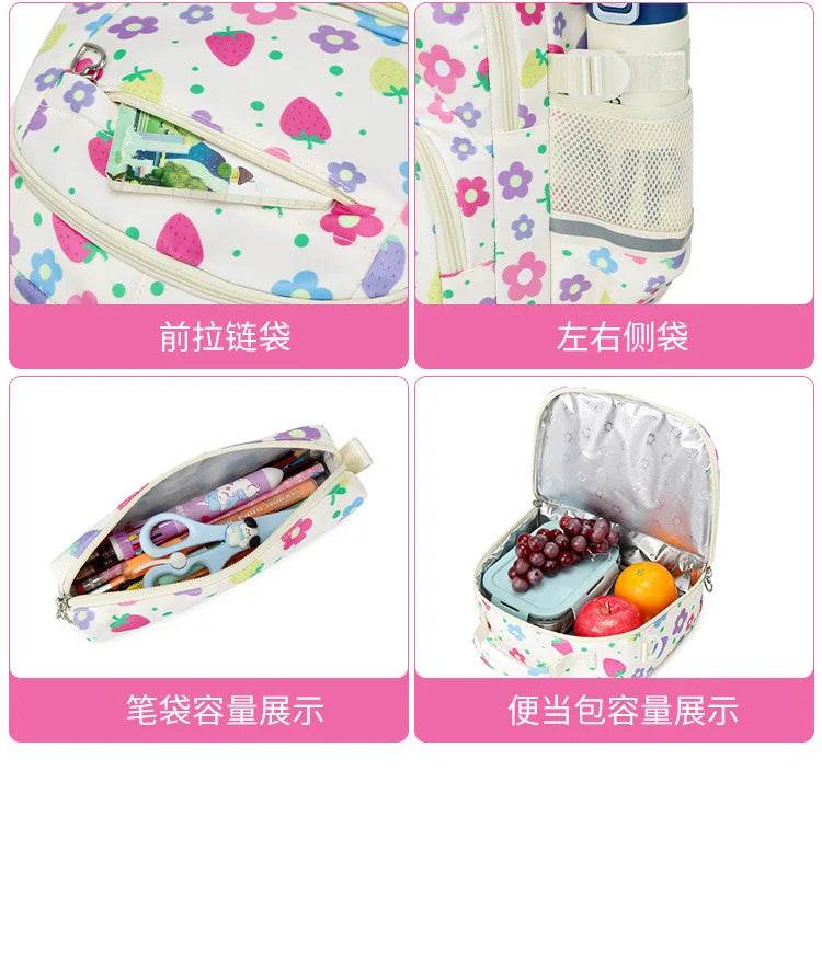 School Bags for Girl Pencil Case Colorful Set School Backpack Book Bag Luxury Brand Schoolbag Teenager's Backpack Kids - AIAZ