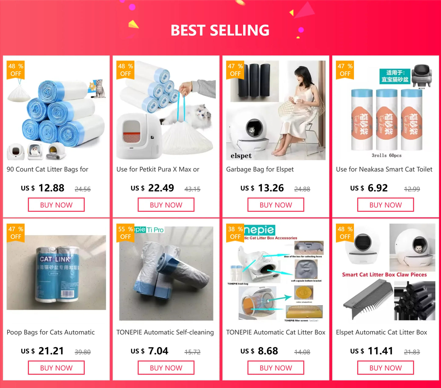 Heavy Duty Cat Litter Box Liners for TONEPIE Self-cleaning Box - a Perfect Fit Preventing Mess and Odors Garbage Bag Poop Bags