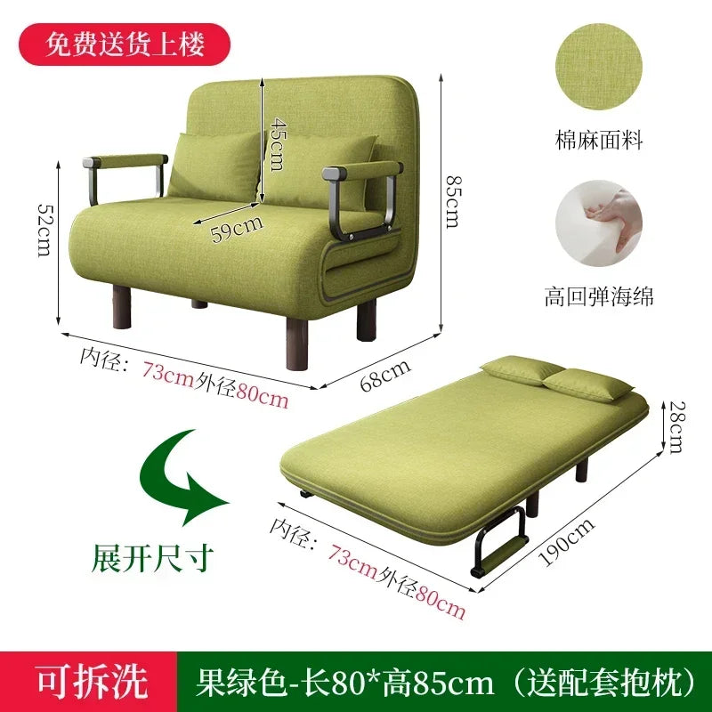 Modern Simple Foldable Sofa Bed Multi-functional Internet Celebrity Living Room Double Push Retractable Sofa Home Furniture