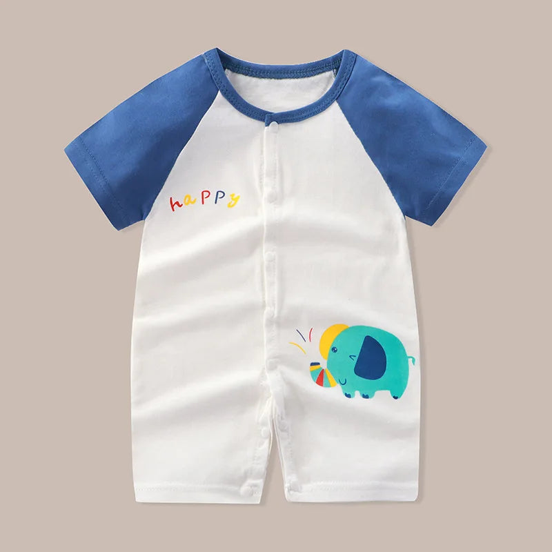 Newborn Clothes Cute Cartoon Dinosaur Tiger Shark Lion Print Strap Comfortable Summer Boys Girl 0-18 Short Sleeved Baby Jumpsuit