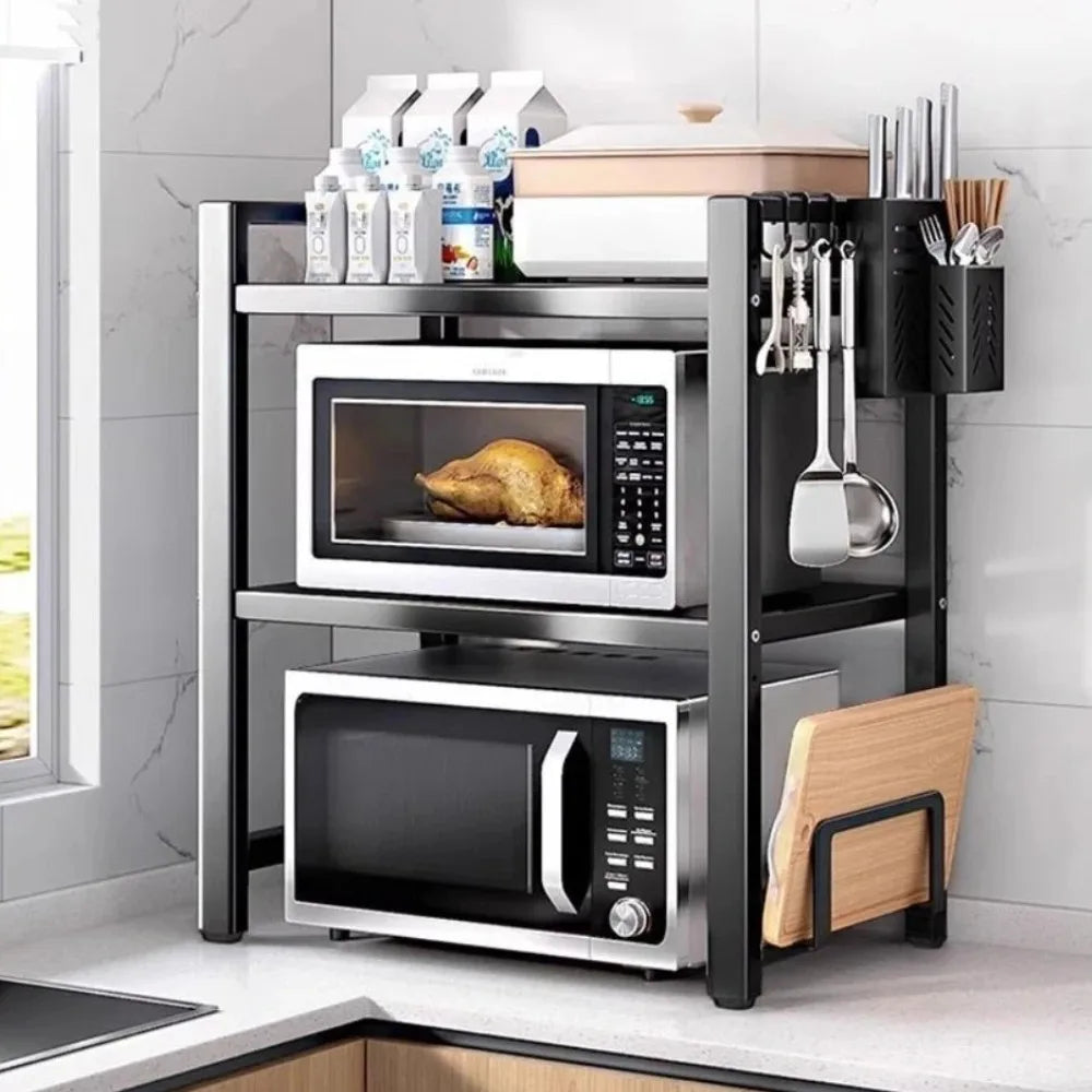 Household Multi-layer Width and Height Adjustable Storage Rack Kitchen Rust Proof Thickened Stable High Load-bearing Reset Rack