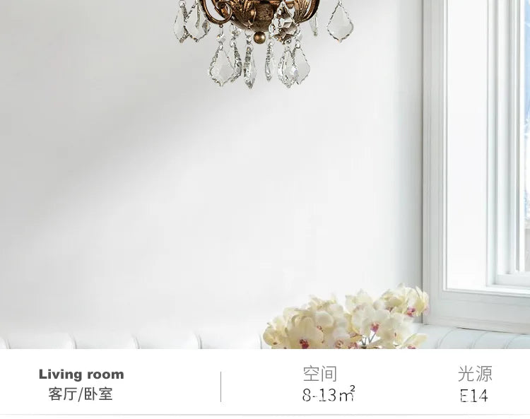 American Restaurant Chandelier Vintage   French Candle Bedroom Crystal Lighting Including light bulbs