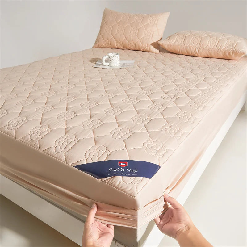 1pc Waterproof Mattress Protector (no Pillowcases), Soft and Breathable Fitted Sheet with Deep Pocket for Single or Double Bed