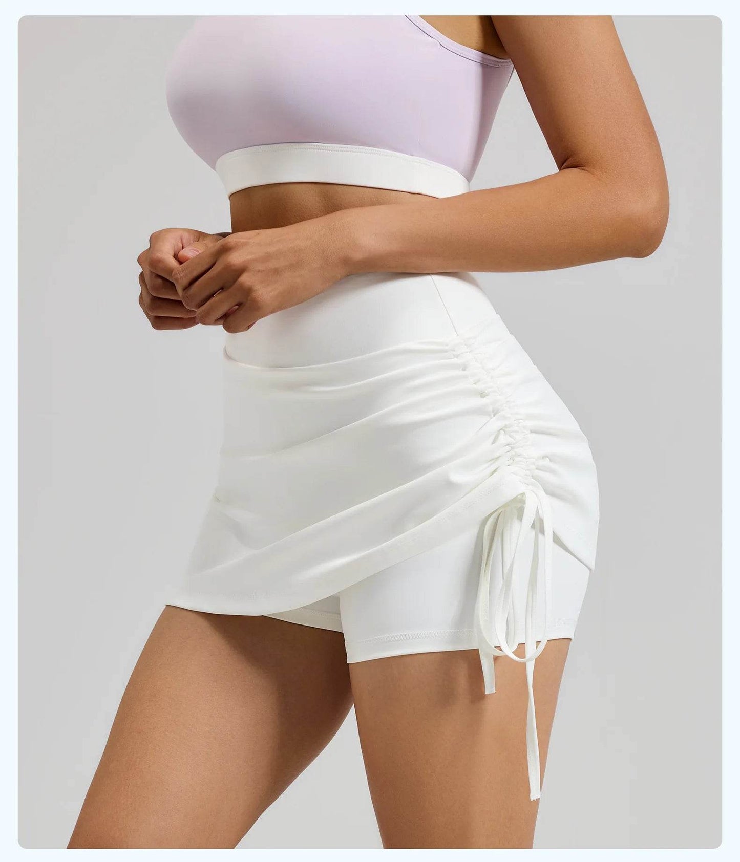 Shirring Sports Skirts with Safety Trousers for Women High Elastic Fashion Casual Fitness Skirts Fake Two Pieces Yoga Skirts - AIAZ