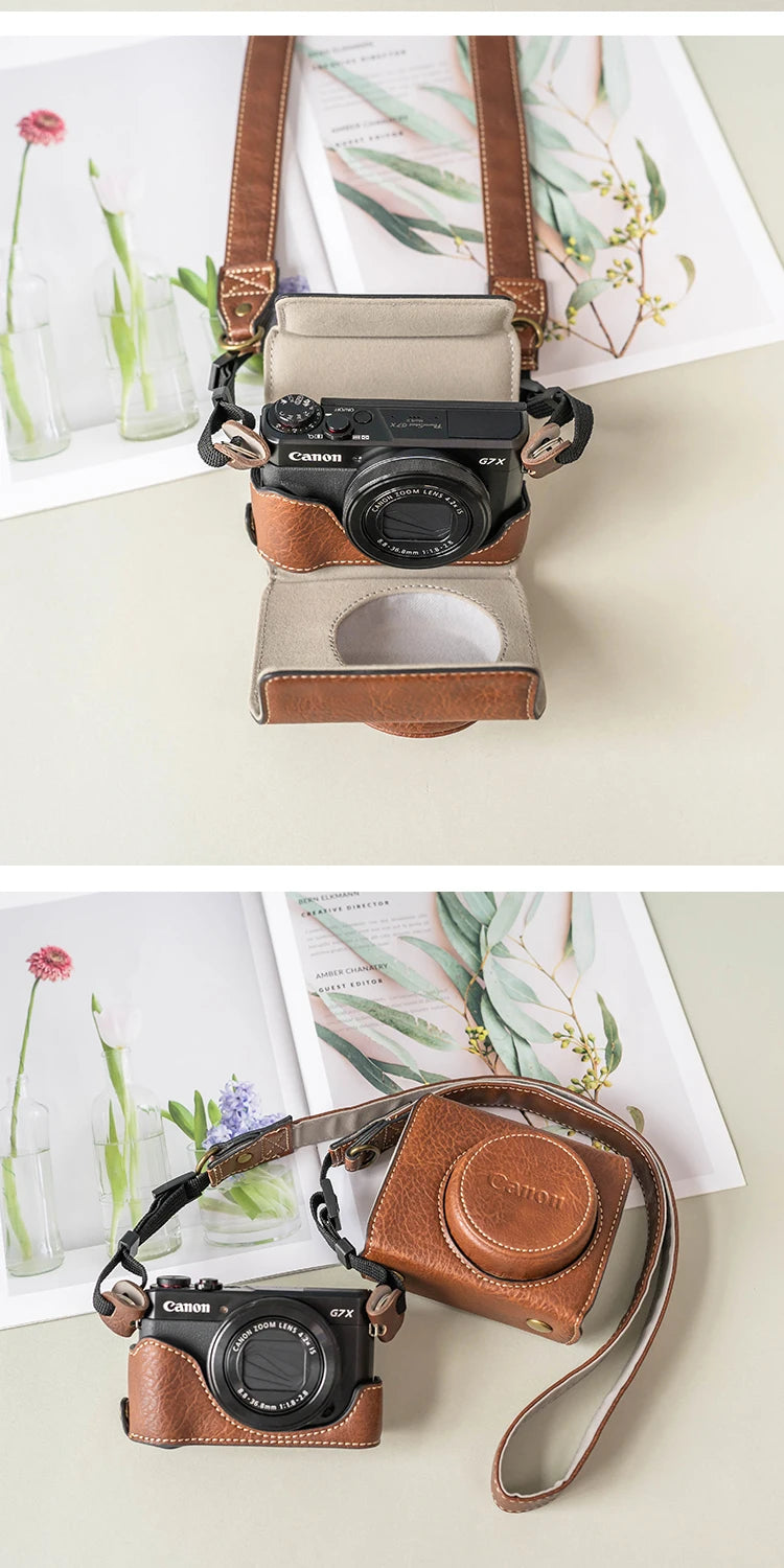 new luxury handwork Camera PU leather Bag Body BOX Case For canon G7X2 G7X3 G7X Mark ii iii Protective sleeve shell