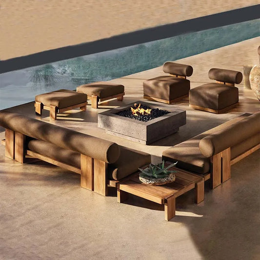 Hotel Patio Garden Sofa Set Teak Outdoor Teak Wooden Sofa Outdoor Furniture Solid Teak Sofa Set