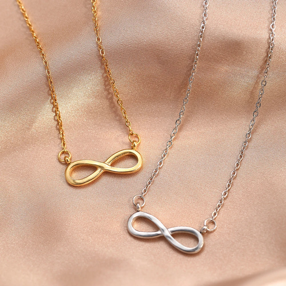 DGIDDK Stainless Steel Infinity Symbol 8 Character Pendant Necklace For Women Suitable For Daily Wear Collarbone Chain Jewelry