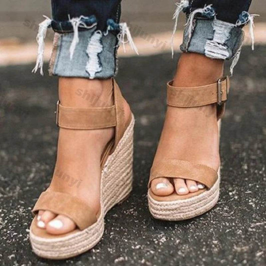 Women Leisure Wedges Heeled Wedge heel serpentine sandals Summer New Sandals Party Platform High Heels Shoes sandalias mujer - AIAZ