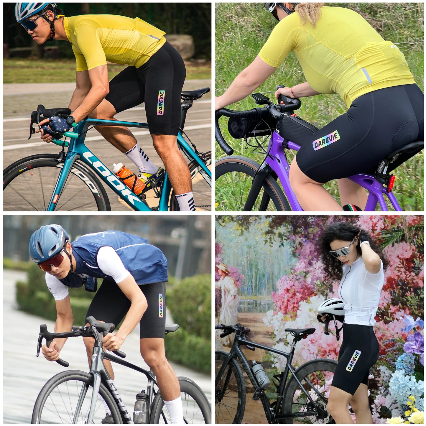 DAREVIE Cycling Bib Shorts Seamless 4.0 Italy ELASTIC-INTERFACE Pad Cycling Shorts Diamond Leg Gripper Men's Bretelelle Shorts