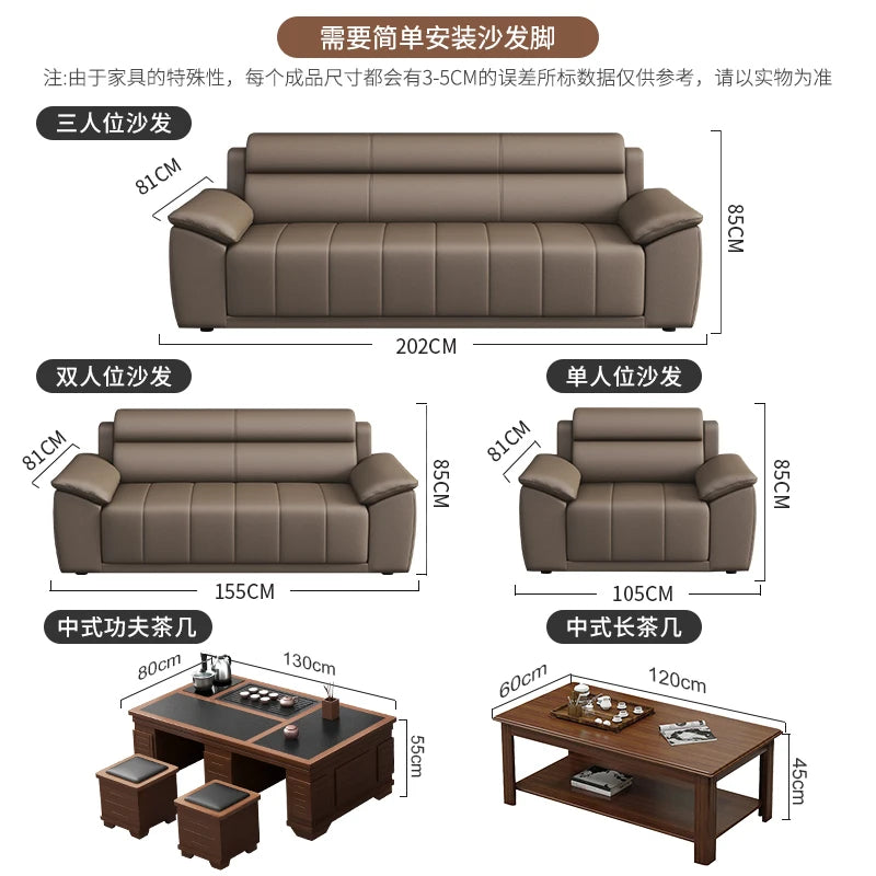 Office Sofa Coffee Table Combination Modern Simple Business Three-person Reception Negotiation Area a Full Pull-out Armchair