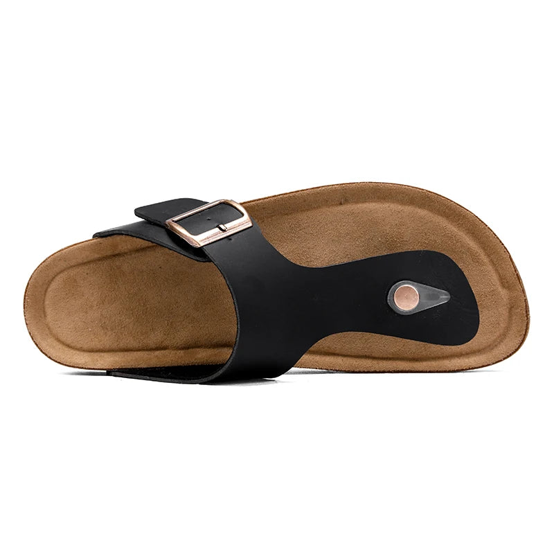 Men's Flip Flops Microfiber Leather Cork Slippers Clogs Outdoor Beach Casual Shoes Chanclas Hombre Durable Non-Slip Luxury Shoes