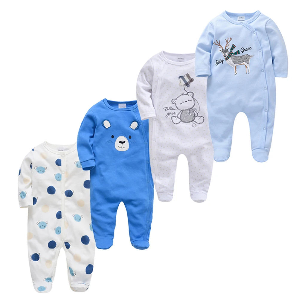 3/4 Pcs a lot Kavkas Baby Boy Rompers Newborn Cotton Girls Clothes Long Sleeve Summer Soft Jumpsuit O-neck 0-12m Onesie Clothing