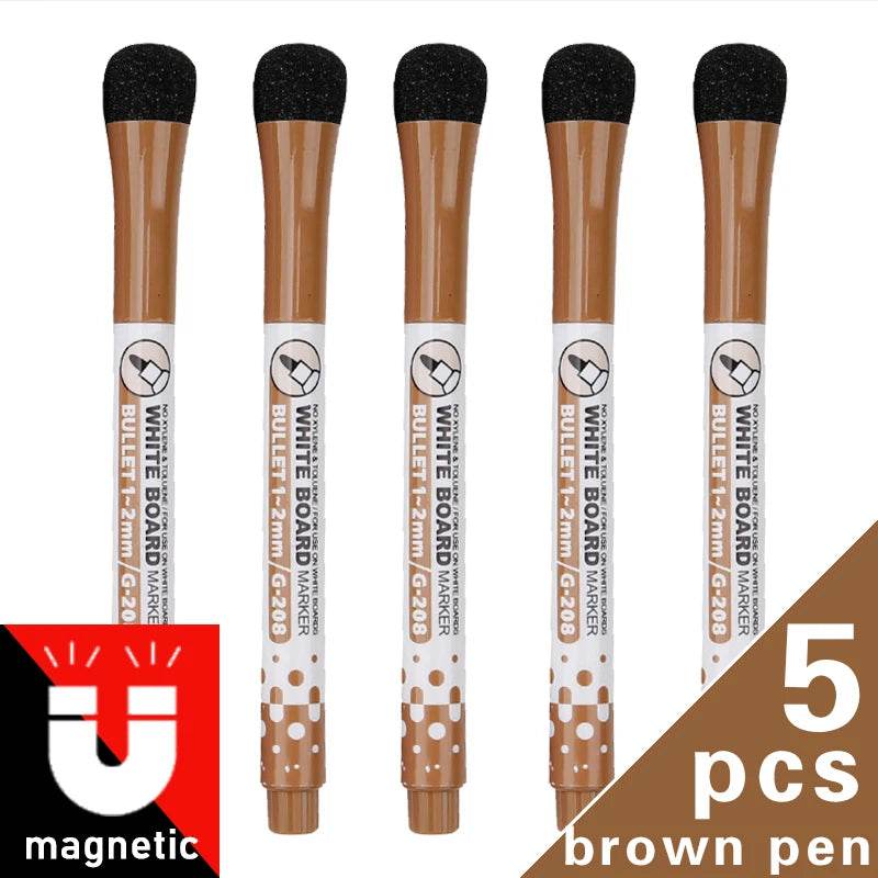 1 Set School Classroom Supplies Magnetic Erasable Whiteboard Pens Markers Dry Eraser Pages Children's Drawing Pen Board Markers - AIAZ