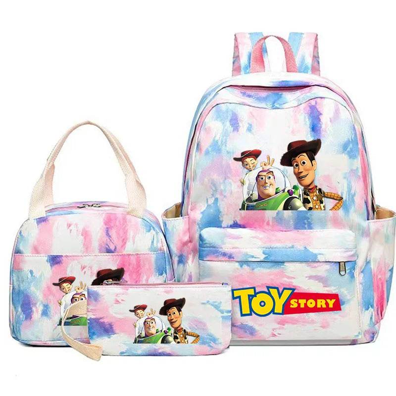 Toy Story Colorful Backpack Set With Tote and Pouch Large Capacity Lightweight And Breathable Outdoor Knapsack School Bags - AIAZ