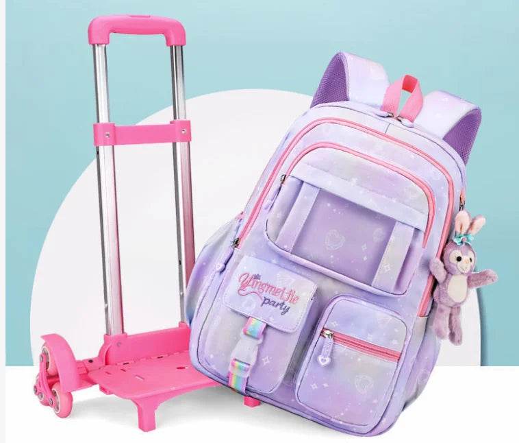 School Rolling backpack Bags school wheeled backpack for girls kids School trolley bag for girls school bag wheels for girls - AIAZ