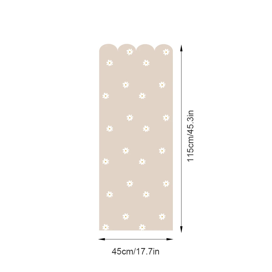 Boho Flower Daisy Scalloped Wallpaper Nursery Child Wall Art Kids Room Girls Bedroom Home Decor Waterproof Peel and Stick
