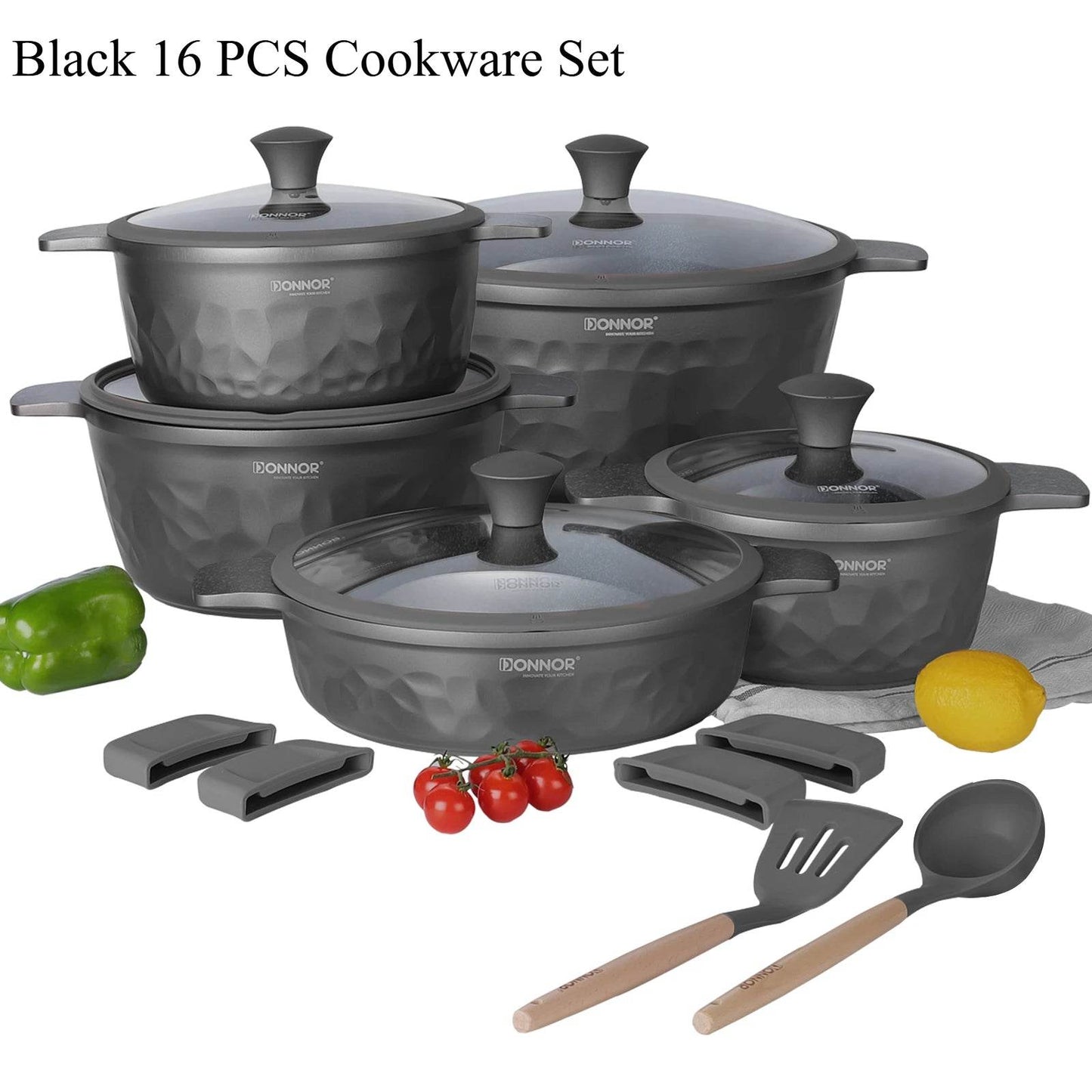 DONNOR Kitchen Cooking Set 12 Pcs Pots and Pans Set Non-toxic Healthy Pots and Pans Set Non Stick Saucepans Steamer Set - AIAZ