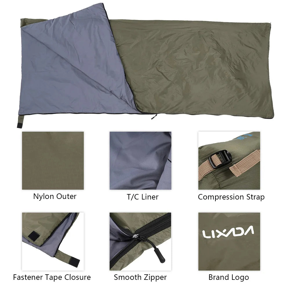 LIXADA Envelope Sleeping Bag Adult Camping Outdoor Mini Walking beach Sleeping Bags Ultralight Travel Bag Spring Autumn