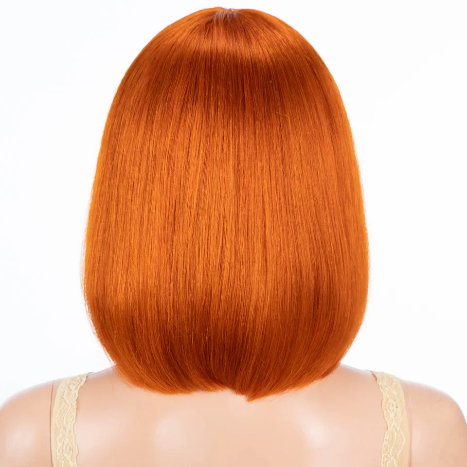 Lekker Blonde Short Straight Bob 100% Human Hair Wigs With Bangs For Women Brazilian Remy Hair Full Machine Made Daily 10" Wig