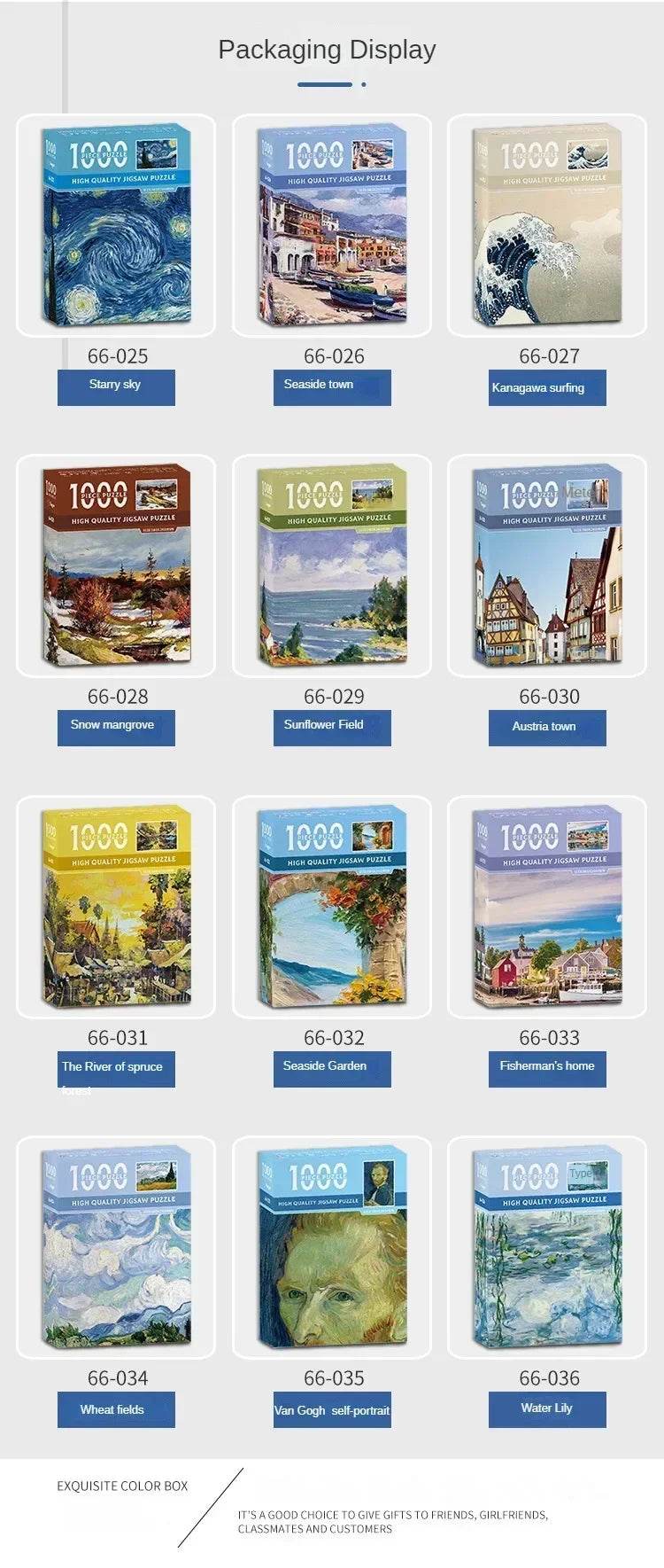 38*26cm Mini Jigsaw Puzzle 1000 Pieces for Adults Famous Oil Painting Van Gogh Puzzle Christmas Gift Toy Educational Toys - AIAZ