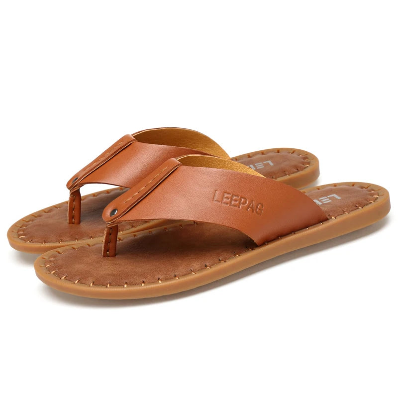 2024 Hot Selling Summer Anti Slip Men's Flip Flops Beach Camping Shoes Men's Home Flat Shoes High-quality Handmade Soles