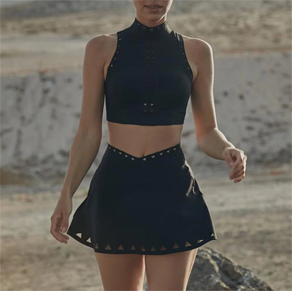 2025 1/2Pcs Pocket Workout Yoga Sets Women Gym Sports Bra High Waist Fitness Shorts Gym Leggings Tennis Skirt Active Wear Suits