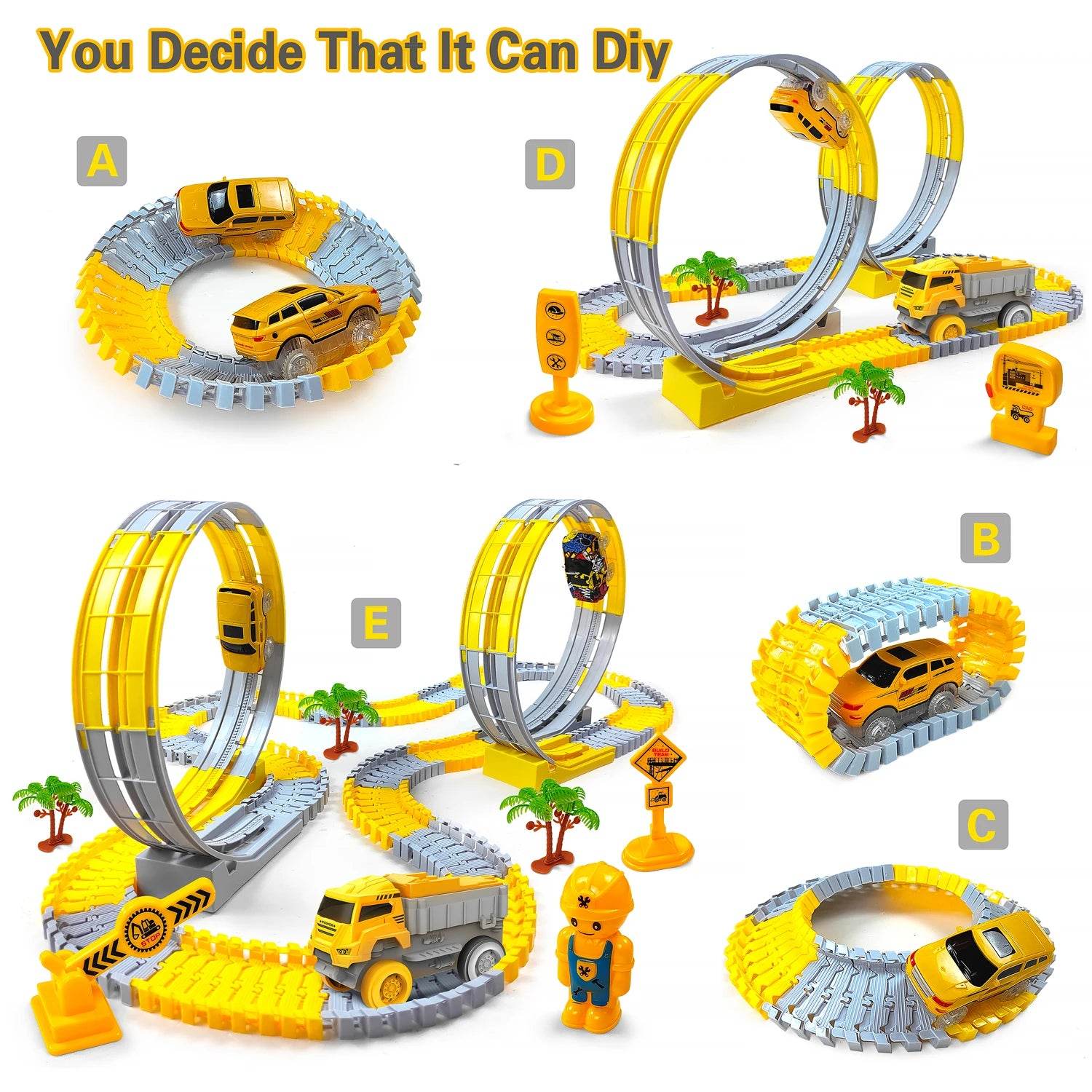 Children Electric Track Toy Car Engineering Minin Car Set Kids Puzzle Boy Toys Track Car Anti-gravity Track Train Gift for Kid - AIAZ