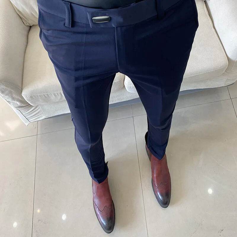 Men Dress Pants 2025 Autumn New Suit Pants Solid Business Casual Straight Slim Fit Trouser Formal Pantalones Hombre Men Clothing - AIAZ