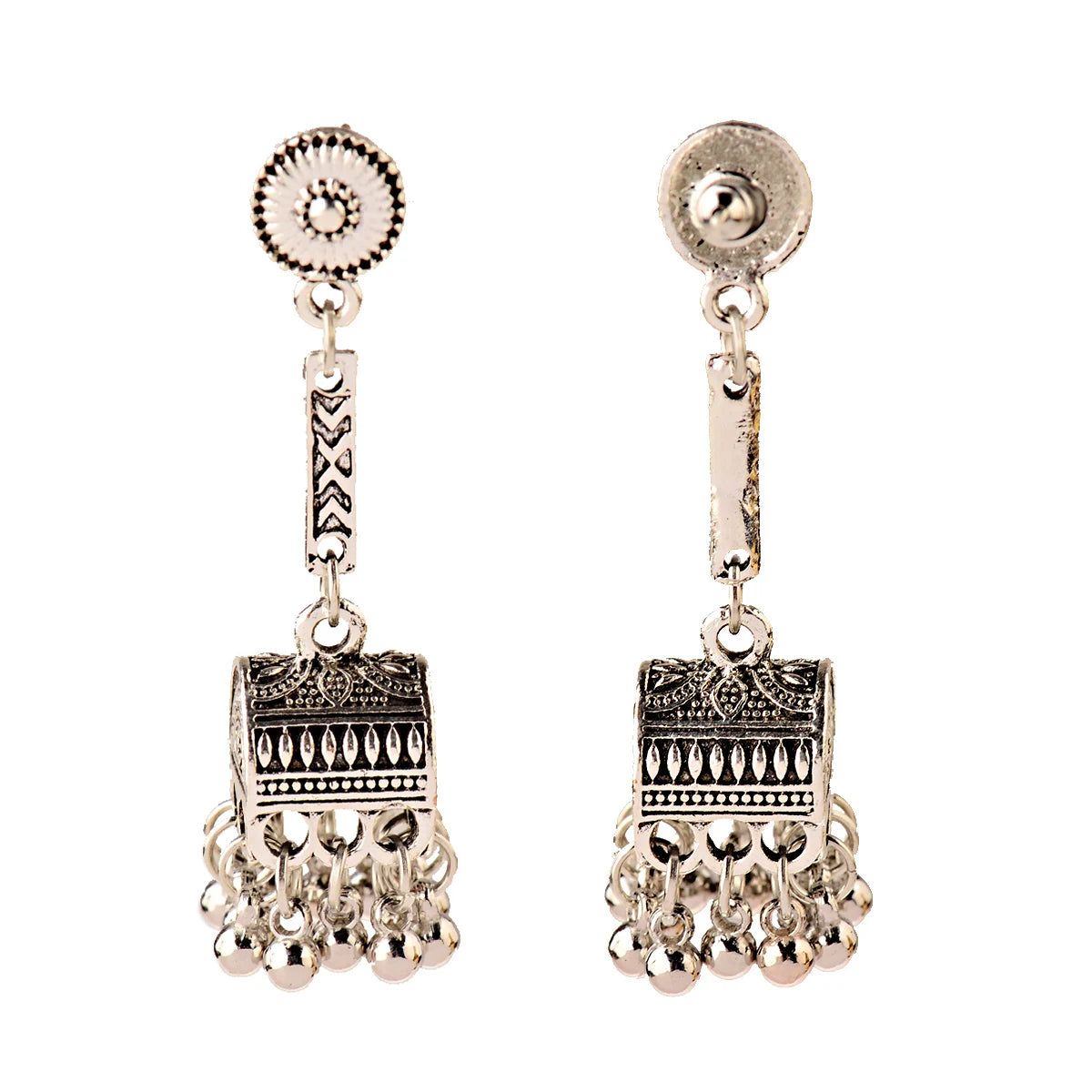 Boho Afghan Ethnic Drop Earrings For Women Pendient Gold Color Gyspy Silver Color Bell Ladies Indian Earring Jewelry