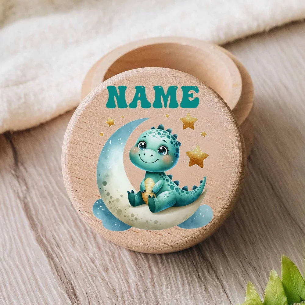 Personalised Custom Name Case Engraved Baby Tooth Box Keepsake Teeth Umbilical Curl Hair Wooded Collect Boxes Baby Shower Gift