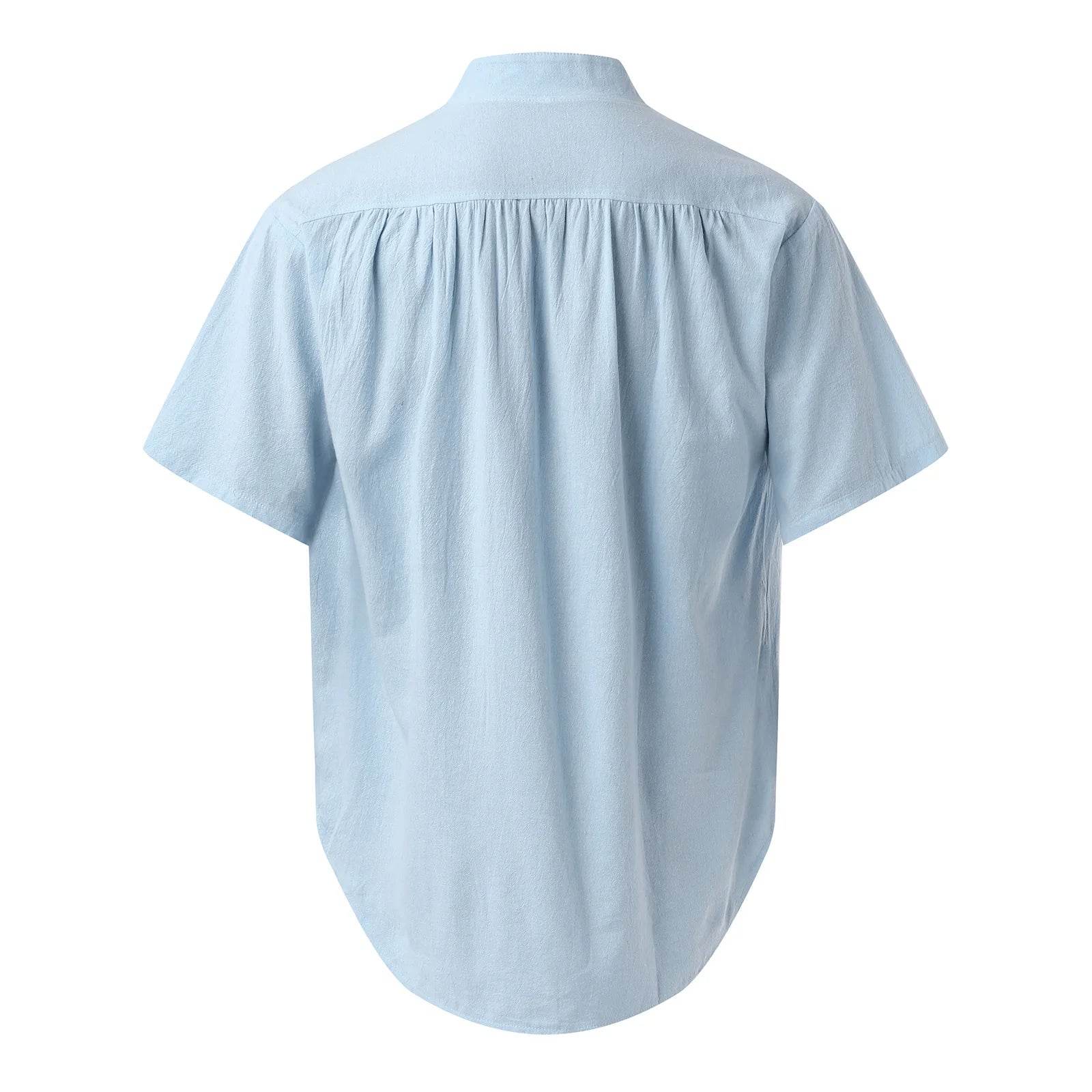 Medieval Costume Shirts Men Short Sleeve Vintage Renaissance V Neck Lace up Blouse Tops - AIAZ