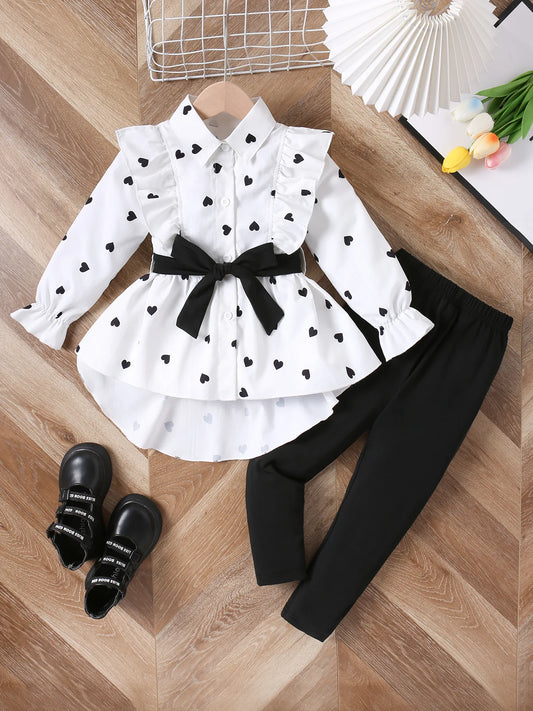Spring Autumn Girls Clothing Sets New Fashion Shirt + Bottoms 2Pcs Girls Suits Birthday Gift 1 2 3 4 5 6 7 8 Years Kids Clothes