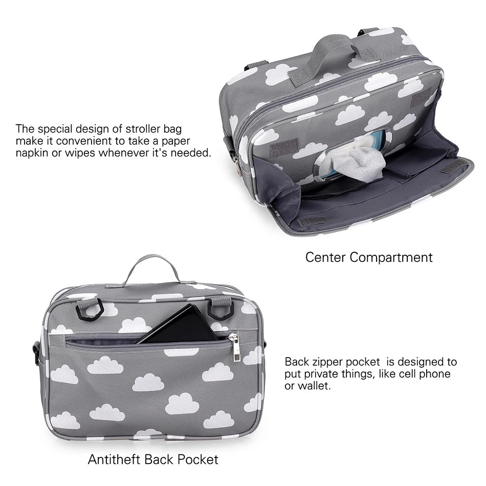 Women Multi-functional Messenger Bags Outdoor Waterproof Stroller Hanging Bag Baby Diaper Bags Adult Casual Cartoon Shoulder Bag
