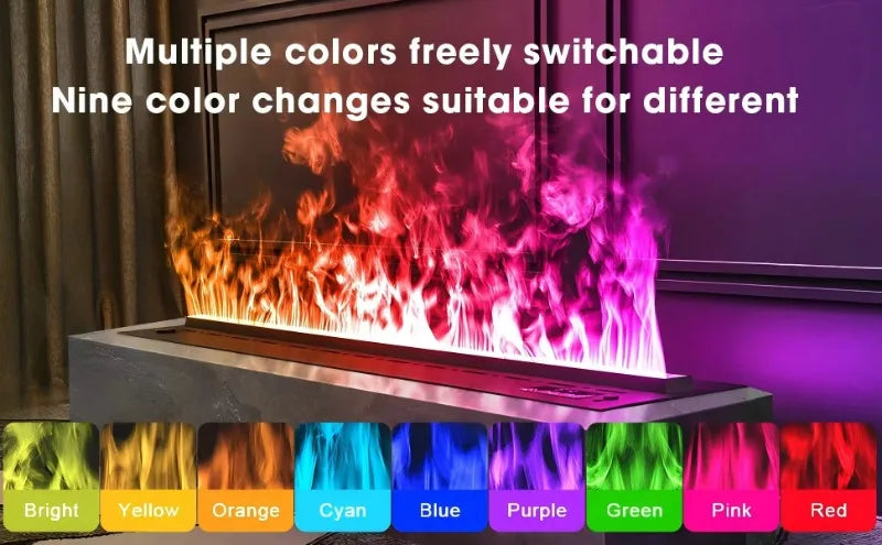 Upgraded LED Electric Fireplace 128 Color Flames Safe Touch APP Remote Controller Fireplace for Living Room/Office